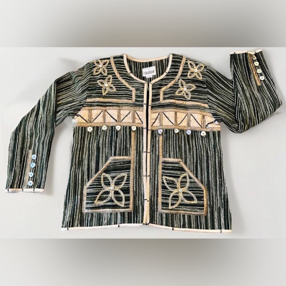 Vintage Yak Magik Open Jacket Women’s L Embroidered Embellished Artsy Boho Napal